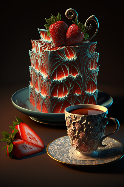 Café y pastel modelo 3d